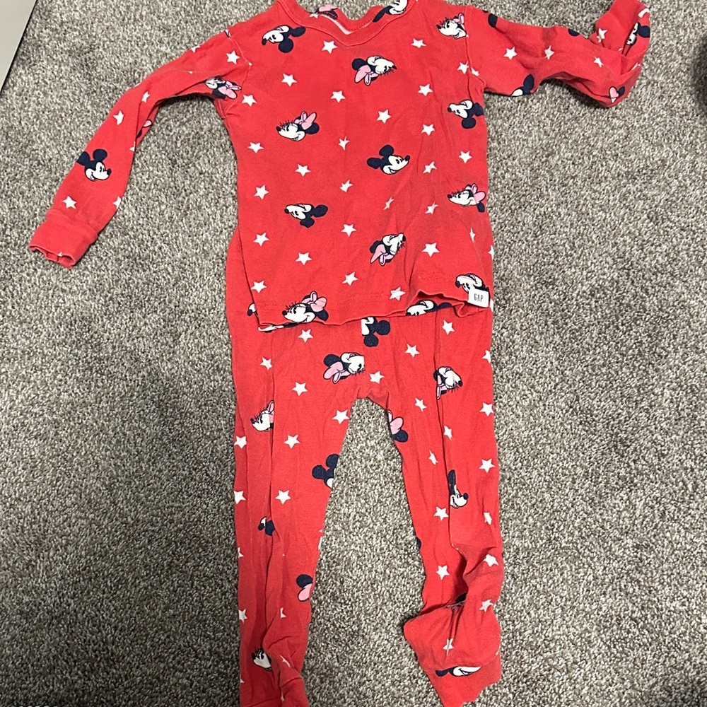 Red Mickey Mouse Kids 2 Piece Pajamas Set